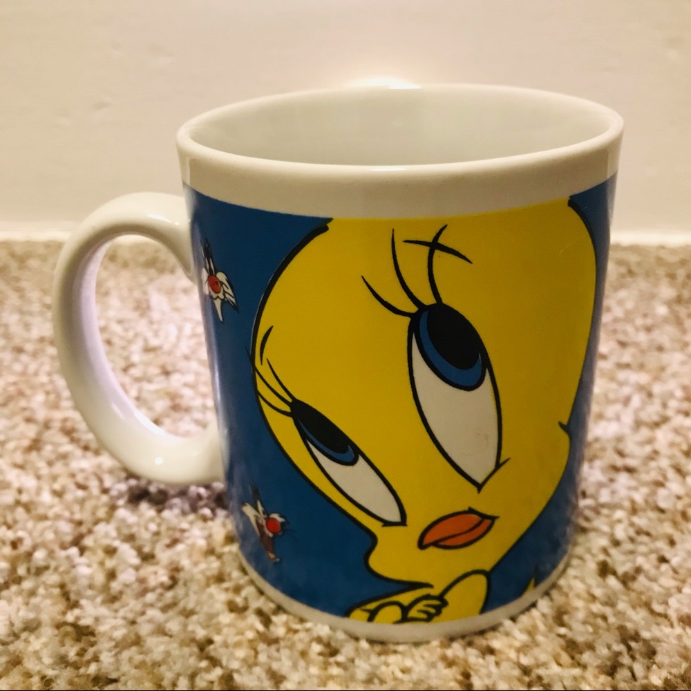 Gibson 1998 Looney Tunes Tweety Bird coffee mug cup Sylvester vintage cartoons